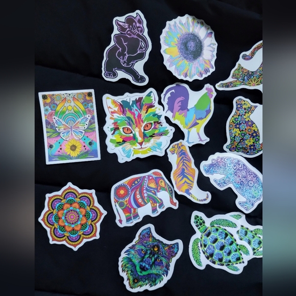 Floral and fauna themed sticker bundle of 19, colorful and patterned - Picture 2 of 3